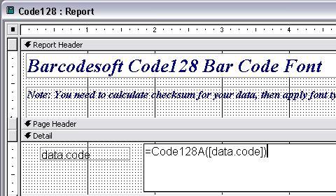 code128 barcode Access macro