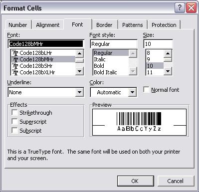 Code128 import vba