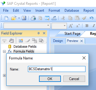 data matrix create formula crystal reports