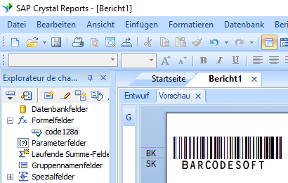 code128 barcode Kristallbericht