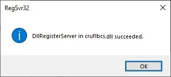 register cruflbcs.dll succeeded