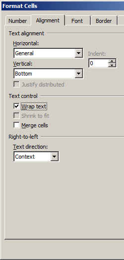 Data Matrix alignment excel