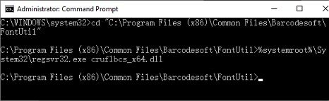 register 64-bit cruflbcs_x64.dll commands for data matrix barcode