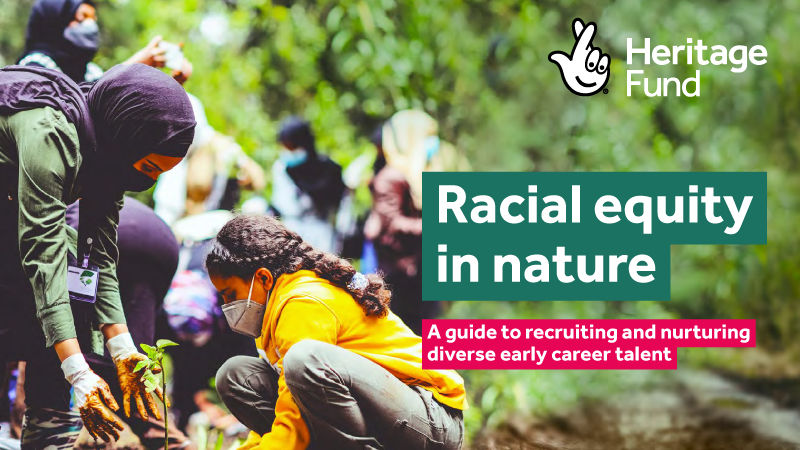 A thumbnail with the title 'Racial equity in nature' with Heritage Fund logo in the corner
