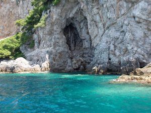 Blue cave from speedboat