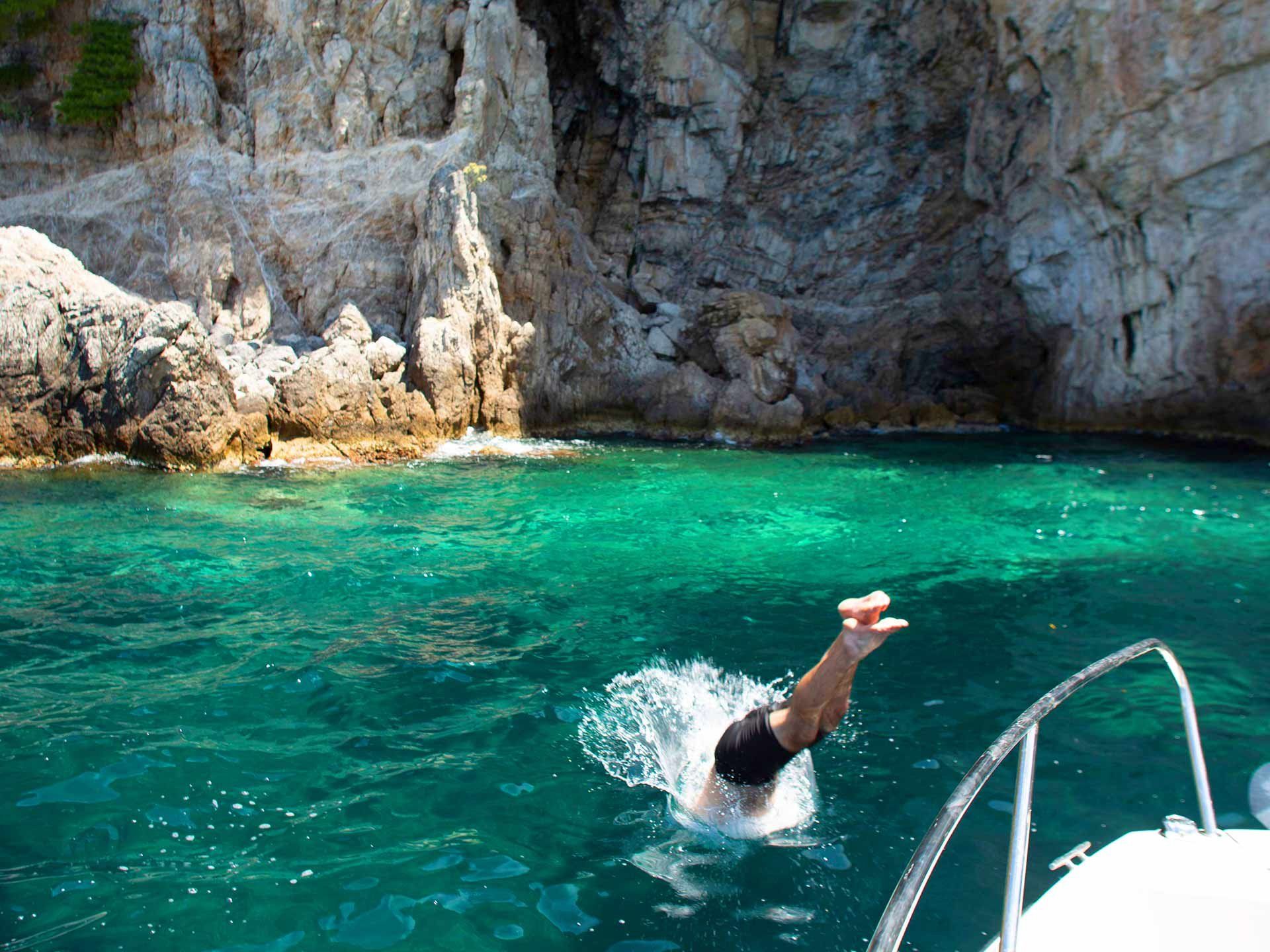 Blue cave diving