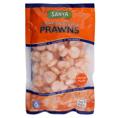 Sanya Frozen Cooked & Peeled Prawns 90-120 IQF 300g