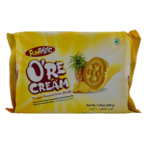 Funtastic O're Cream Pineapple Flavoured Cream Biscuits 200g