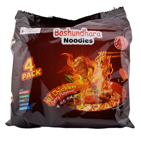 Bashundhara Noodles Hot Chicken Curry Flavour 4 Pack