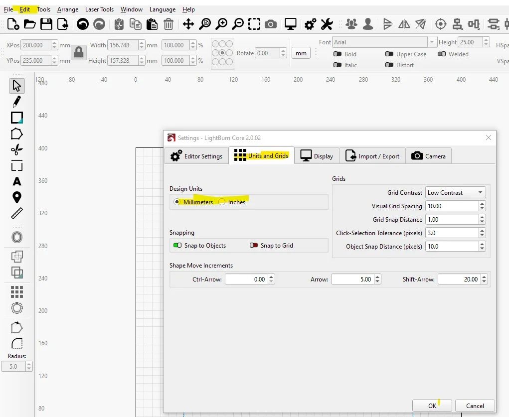 Working with Lightburn 2.0.02 full activated