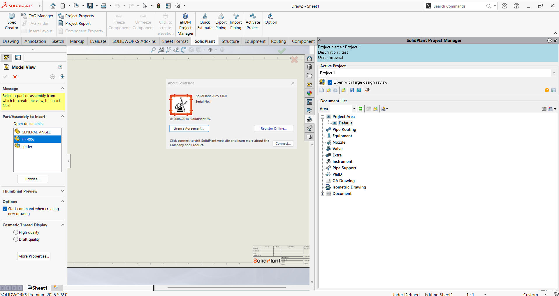 Working with SolidPlant 3D 2025.1 full activated