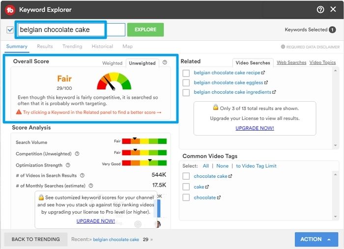 how to use tubebuddy keyword explorer second step