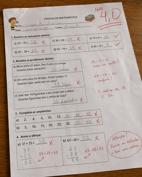 Antes: dificuldade na matemática