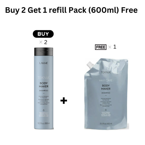 LAKME TEKNIA BODY MAKER SH 300 ML x2 + LAKME BODY MAKER REFILL 600 ML (Free) 