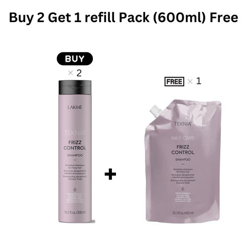 LAKME TEKNIA FRIZZ CONTROL SH 300 ML x2 + LAKME TEKNIA FRIZZ CONTROL REFILL 600 ML (Free) 