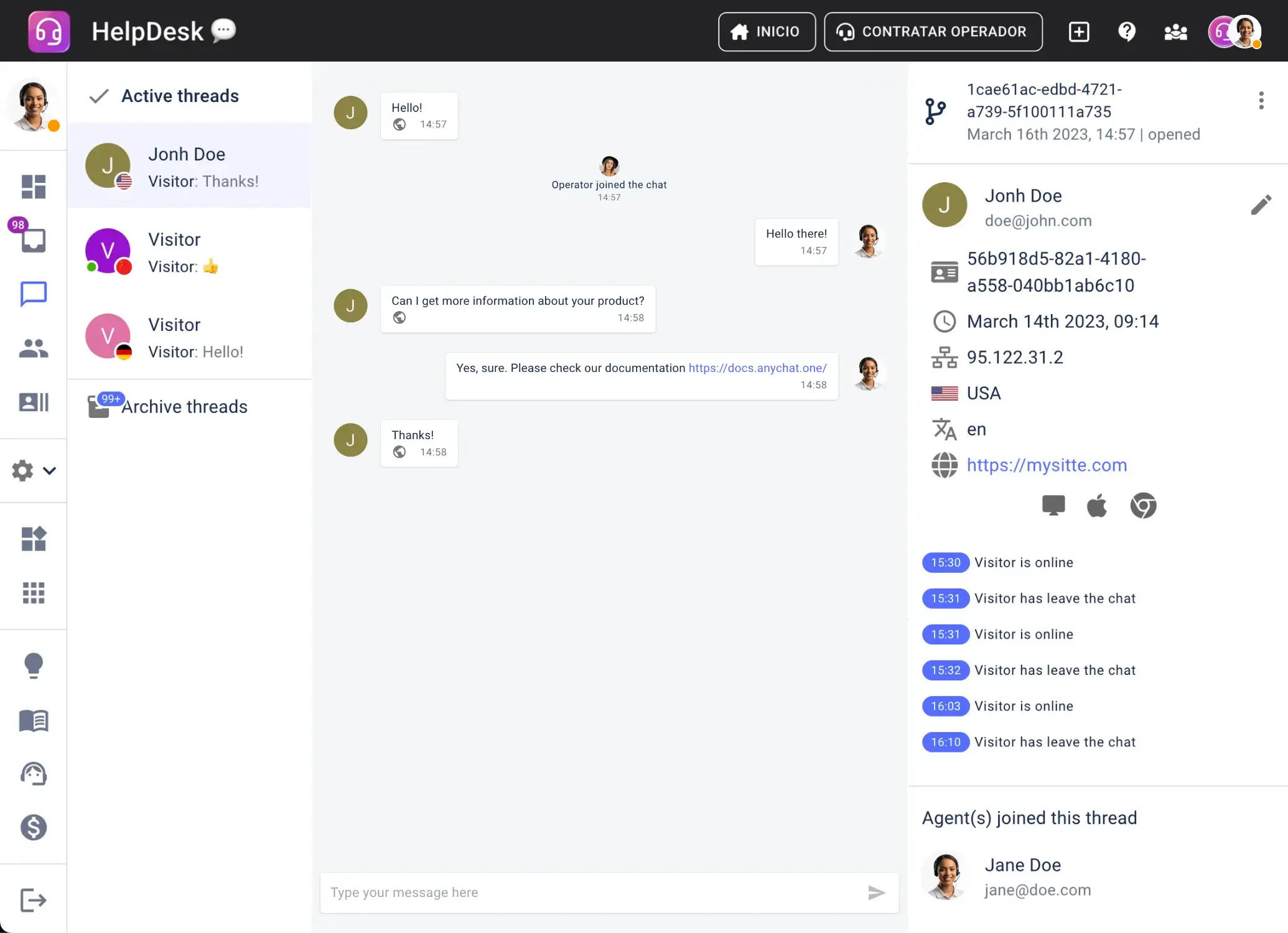HelpDesk Dashboard - Conversations