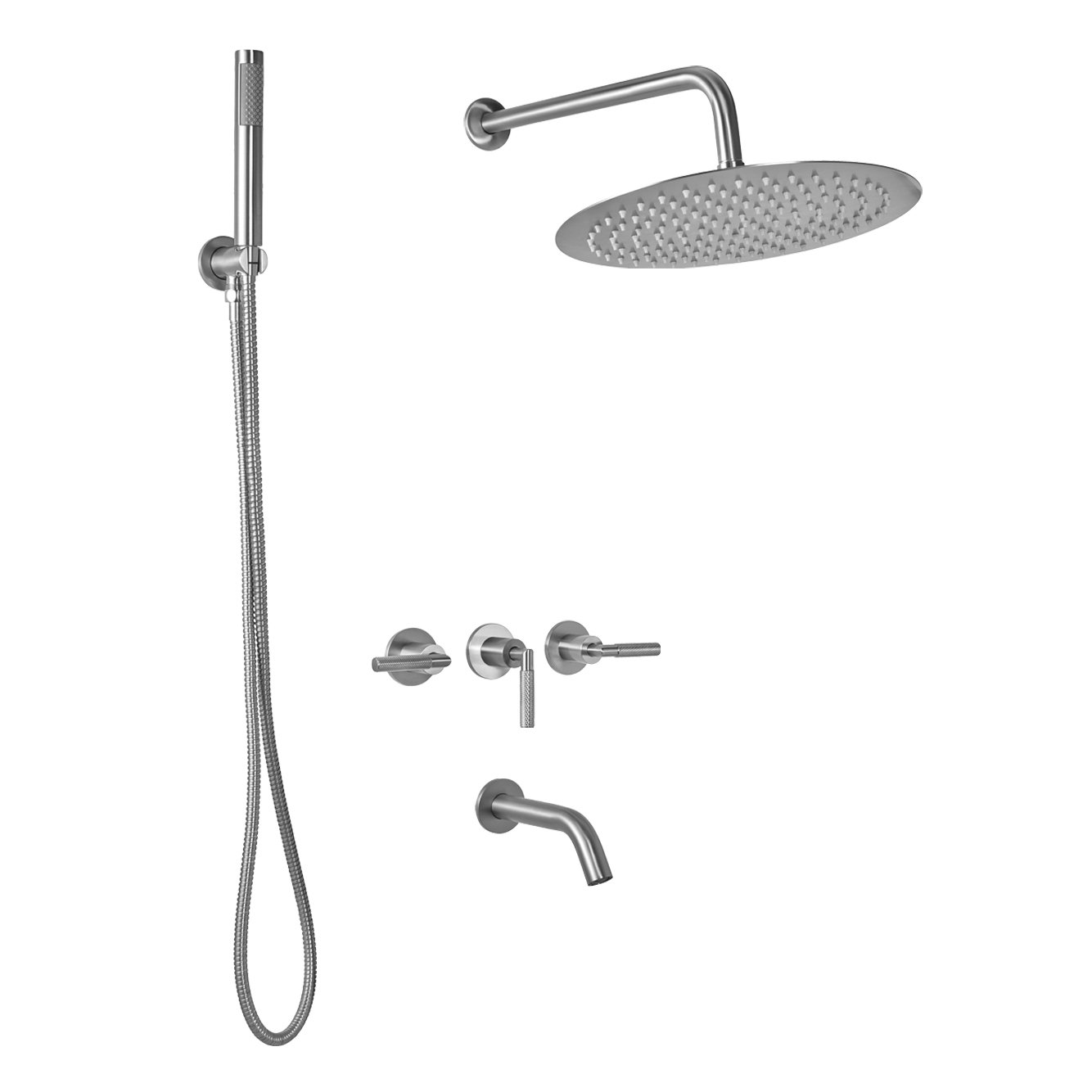 Linea Beat Niquel - Ducha bicomando con duchador manual