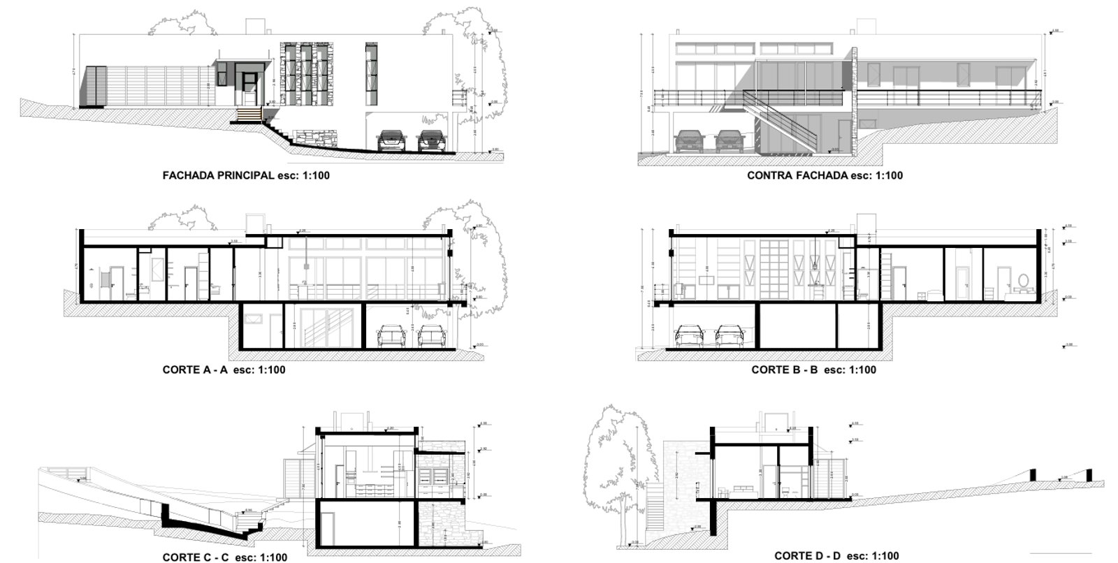 plantas arquitetonicas casa moderna minimalista — projeto Casa Las Vertientes, por Luciana González Anderson, em Salta