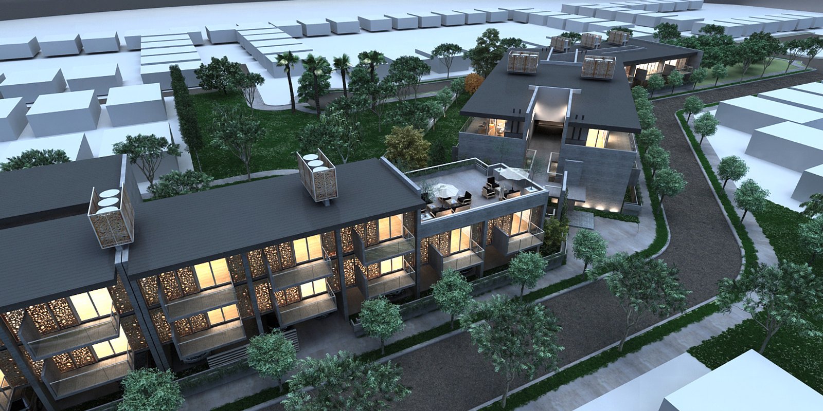 complexo residencial moderno com fachada de metal e vidro — projeto CONSORCIO MULTIFAMILIAR, por ML ARQUITECTURA / ARQ. MARIANO LEOTTA, em Rivadavia
