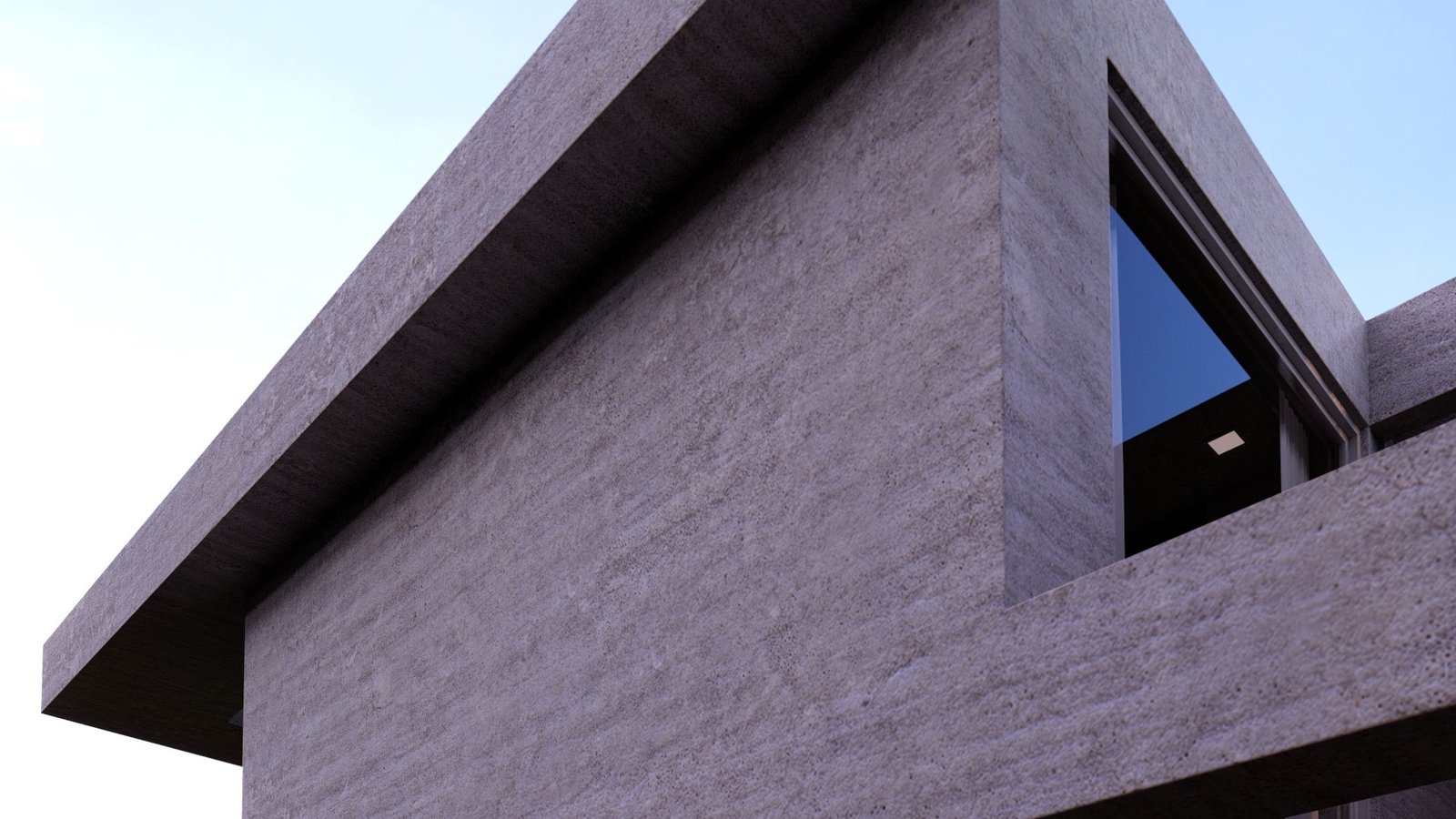 fachada moderna brutalista com janela embutida — projeto Casa AC, por Hermann Arquitectos, em Nordelta