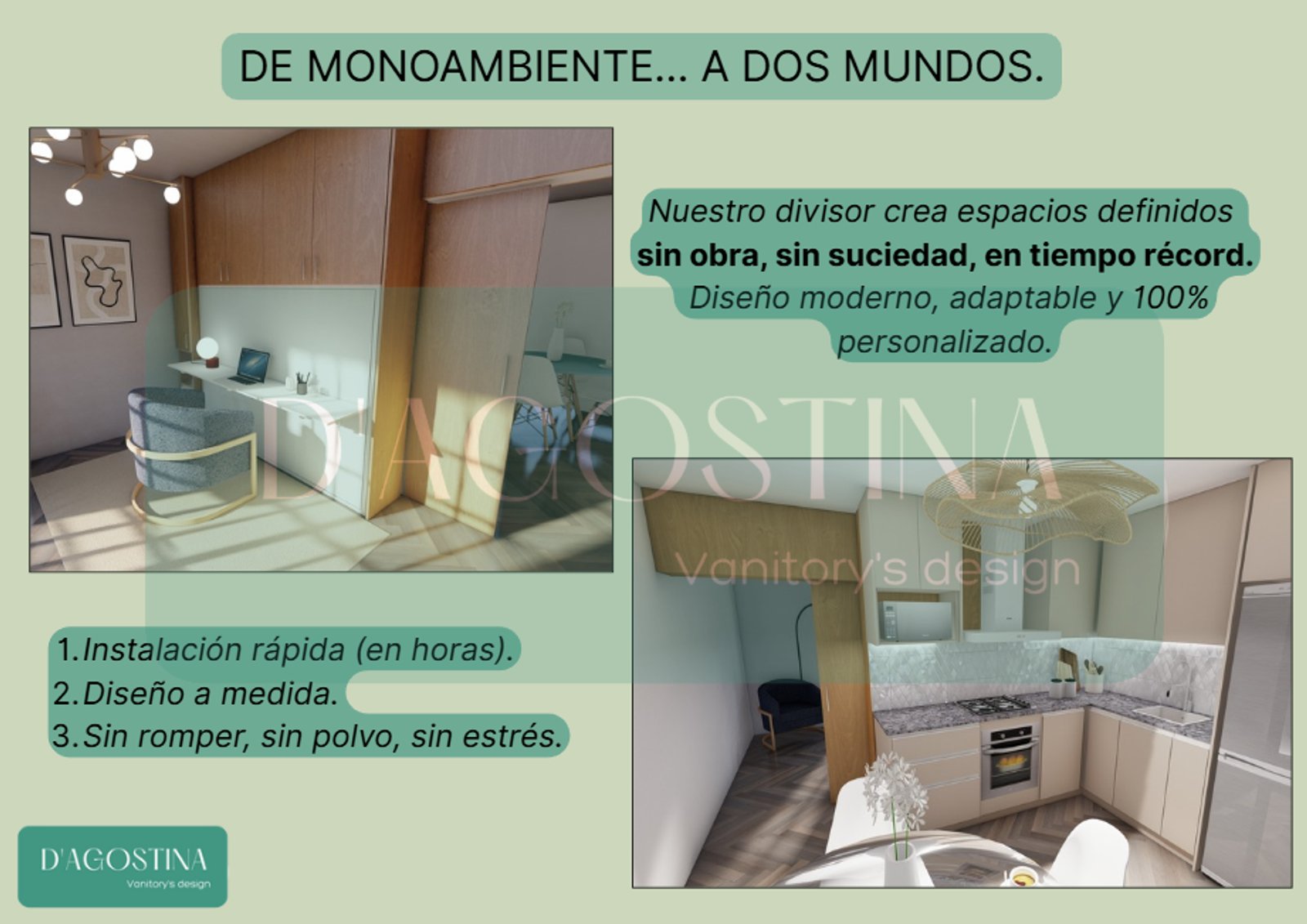 Living moderno con paneles de madera y grandes ventanales — proyecto Proyecto Divisor ambiente, por D'Agostina , en Buenos Aires