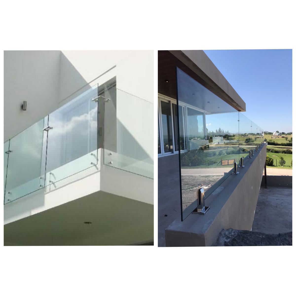 Varanda moderna com guarda-corpo de vidro e vista externa — projeto Barandas escalera, por Shower screens, em Buenos Aires