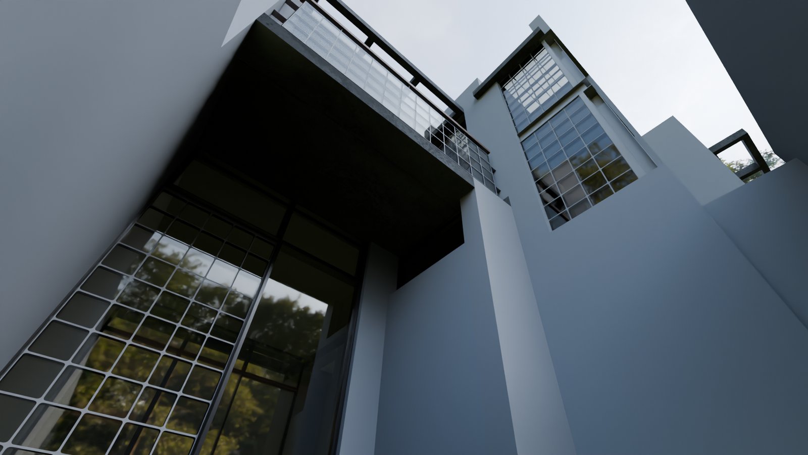 Fachada moderna con grandes ventanales y ángulos agudos — proyecto Beta, por Estudio de Arquitectura Mariano José Cerutti., en Santa Fe Province