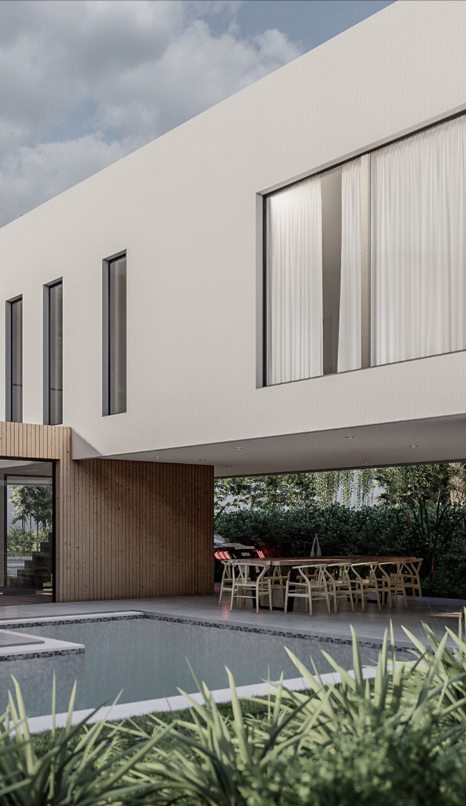 Casa moderna de luxo com piscina e área externa — projeto La Renata, por B|Q STUDIO, em Parque Leloir