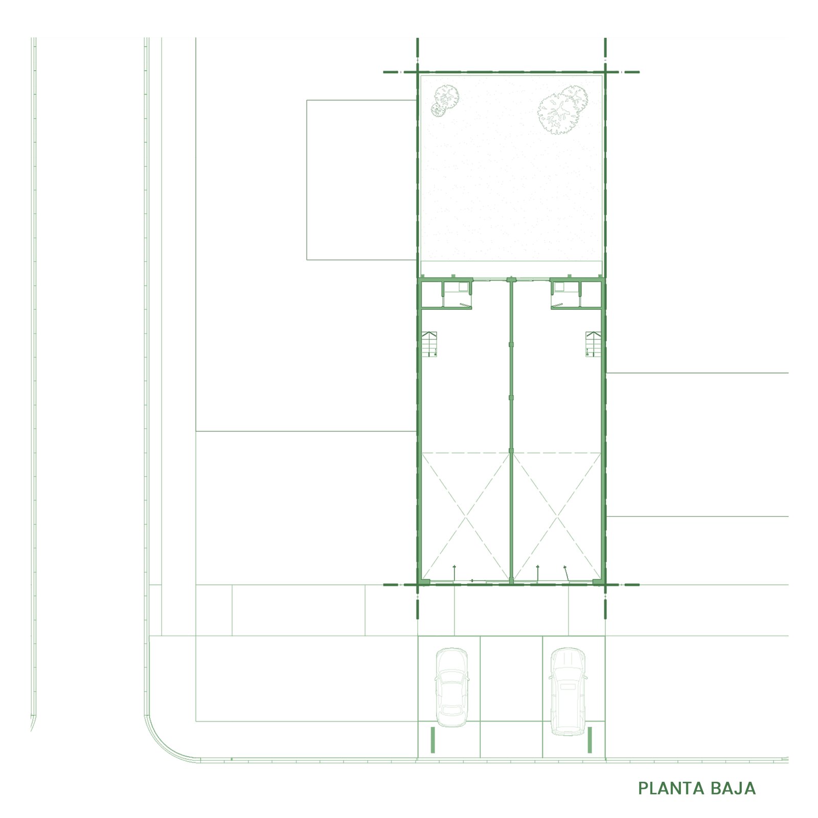 planta baixa de edifício com garagem — projeto Locales G66, por Estudio Llobet, em Av. 66 2382