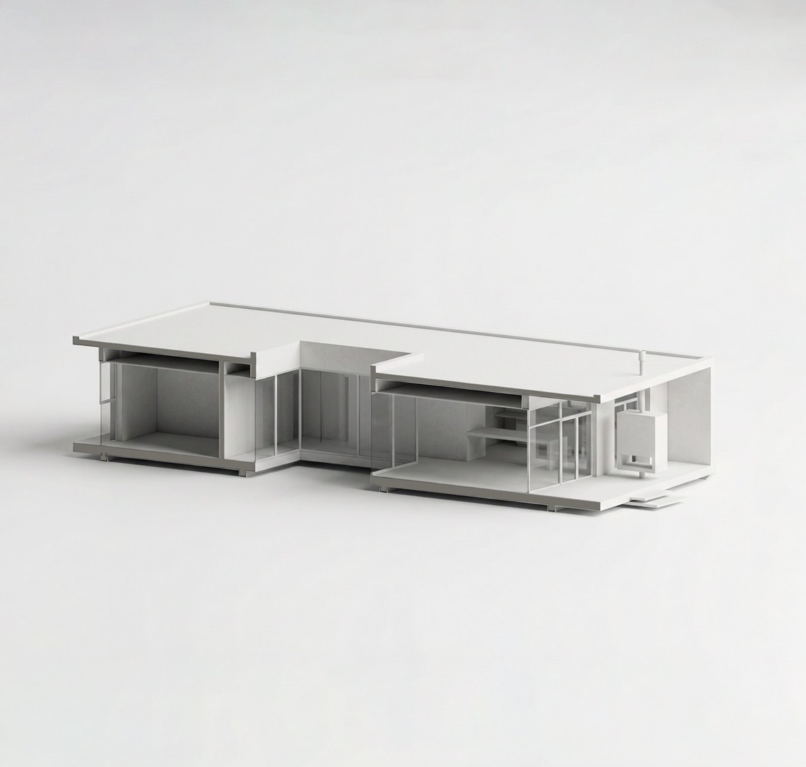 Maquete de casa moderna minimalista com grandes janelas de vidro — projeto Los Arces, por MMCZ STUDIO, em Pilar Centro