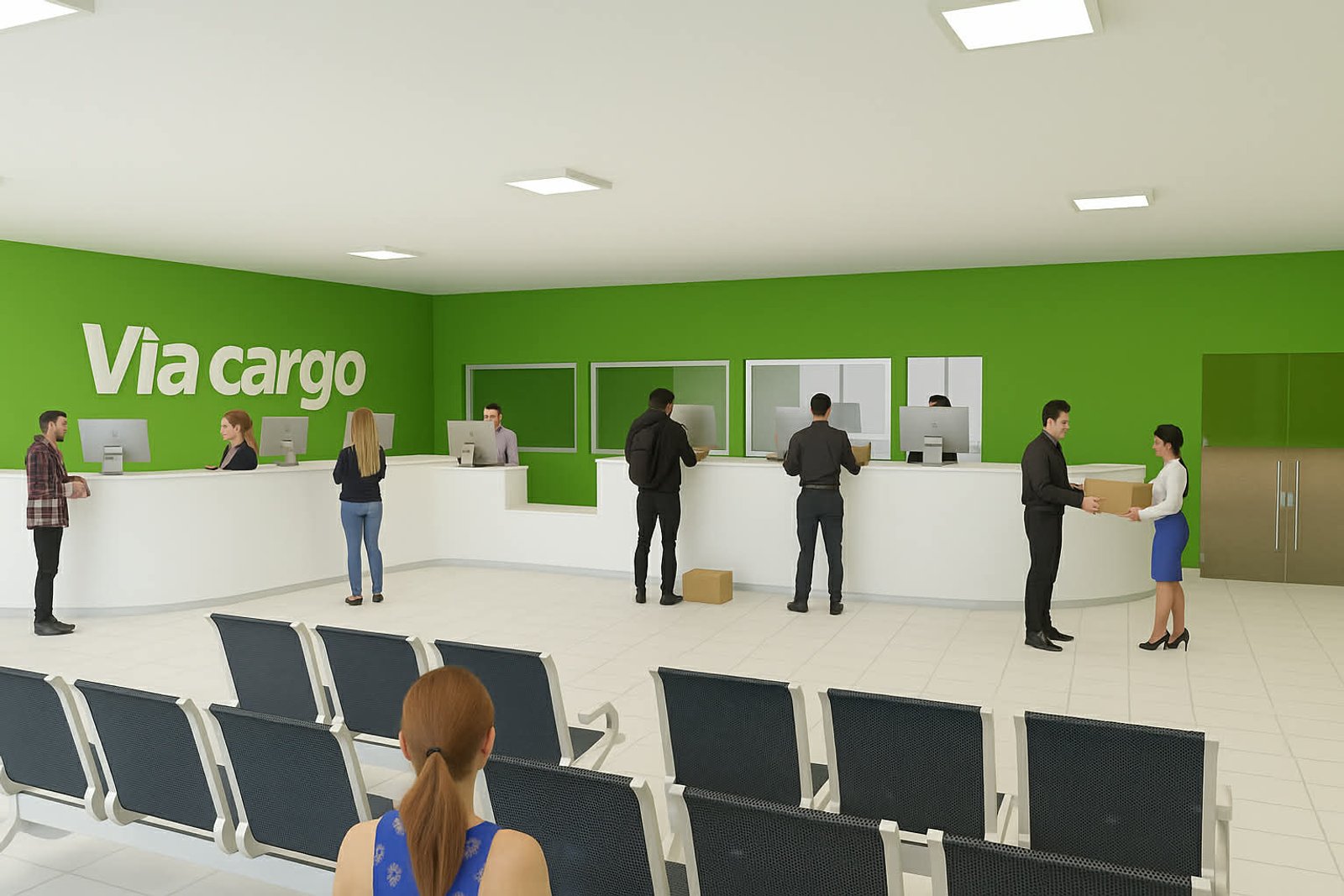 Espaço de atendimento de carga com decoração moderna — projeto Sucursal Via Cargo, filial Corrientes, Empresa de distribución y logística., por Arquitecto Gustavo Maidana, em Corri