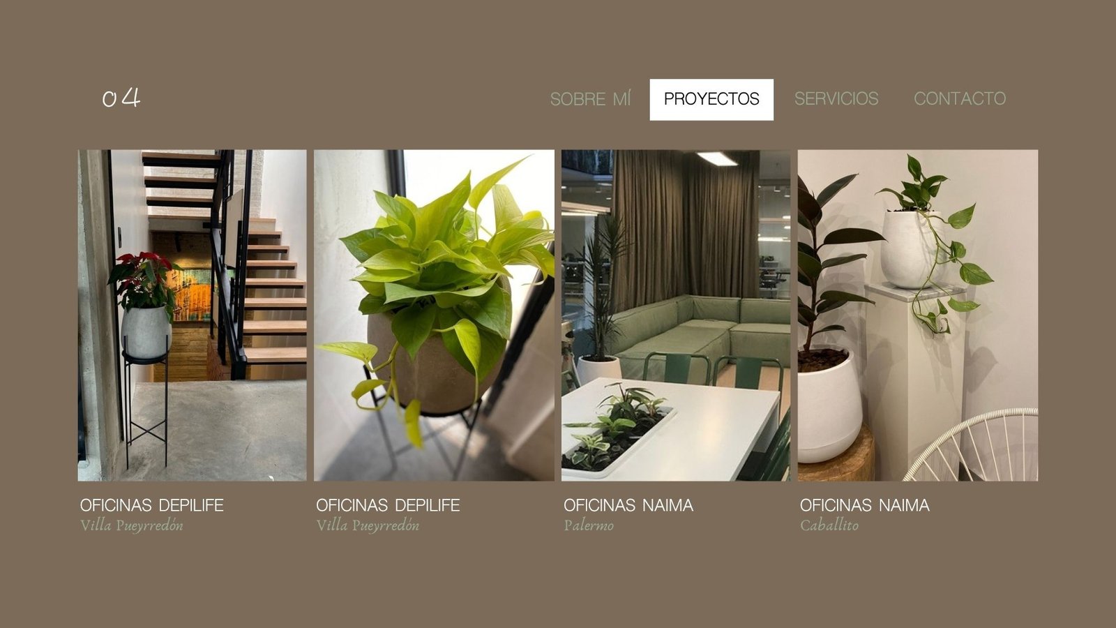 Oficina moderna con plantas grandes y suelo de hormigón — proyecto portfolio Paisajismo, por Verdebe design, en Cdad. Autónoma de Buenos Aires