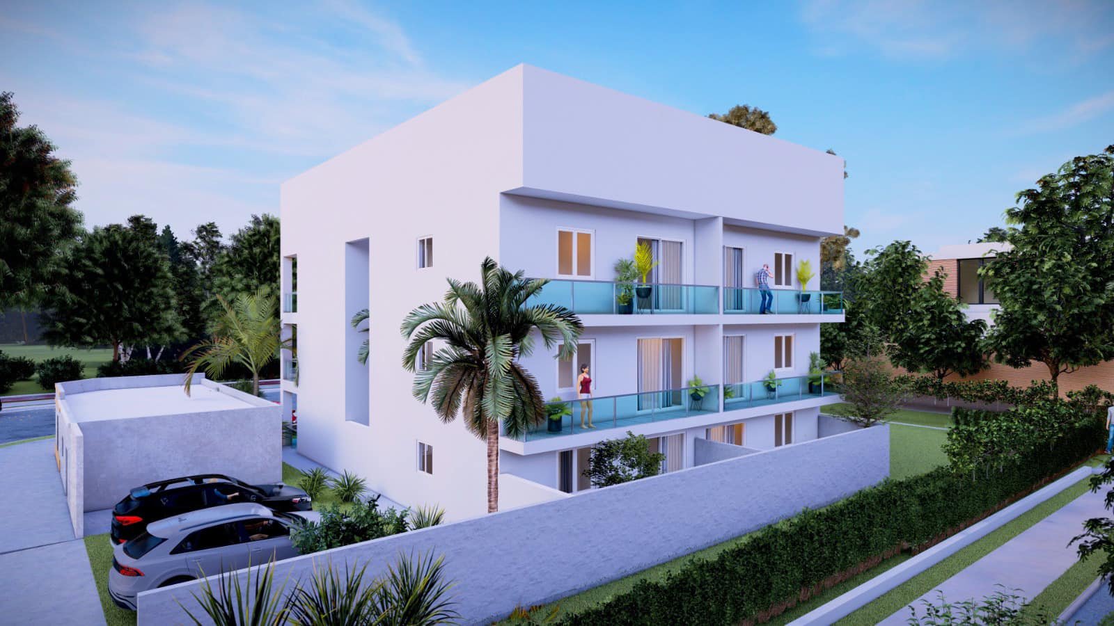 Edificio moderno de departamentos con balcones y ventanas amplias — proyecto Edifiicio de Departamentos , por Arquitecto Gustavo Maidana, en Caá Catí