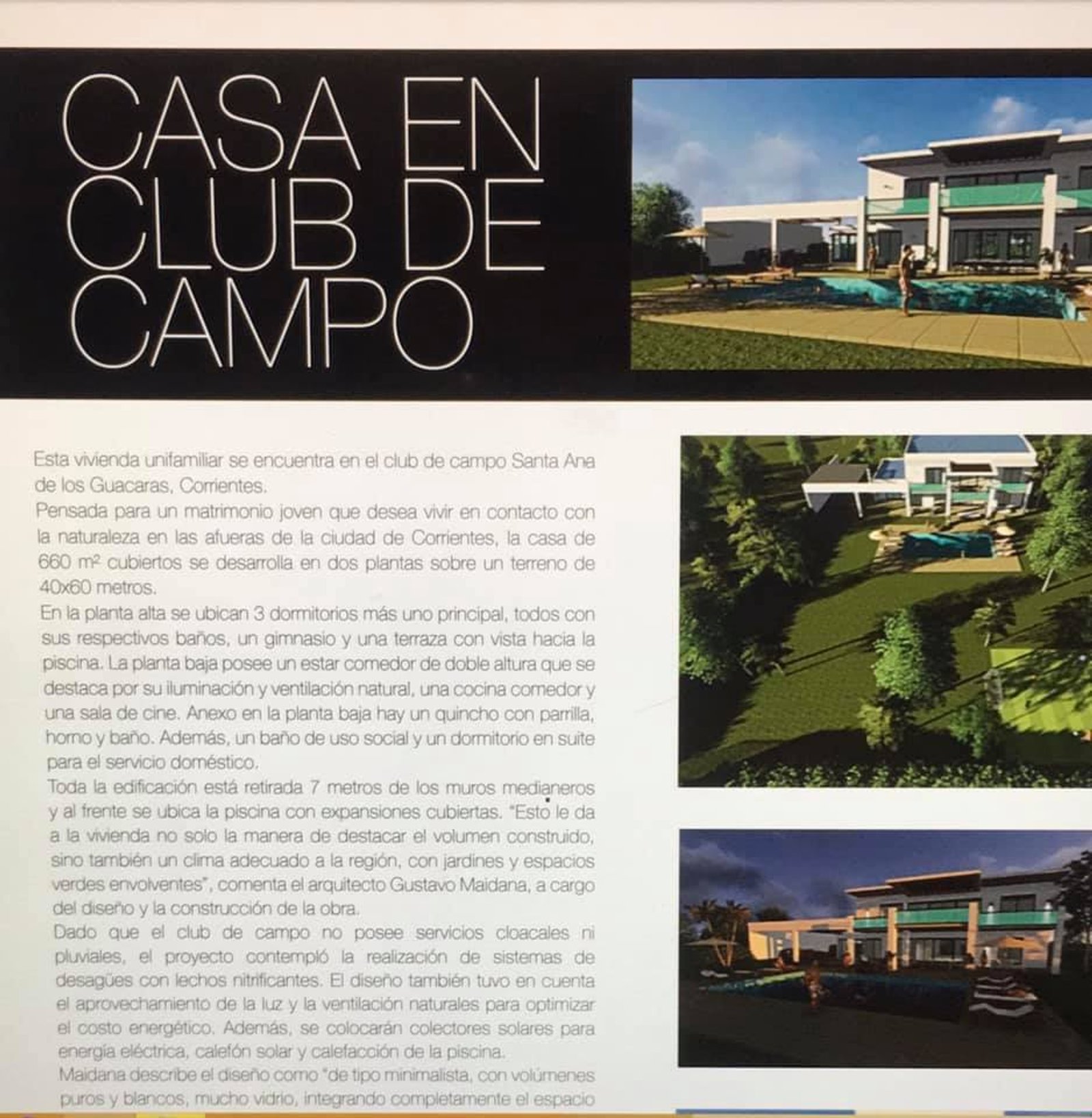 Moderna casa con piscina e vegetación exuberante — proyecto Complejo Comercial en Paso de La Patria, por Arquitecto Gustavo Maidana, en Paso de la Patria