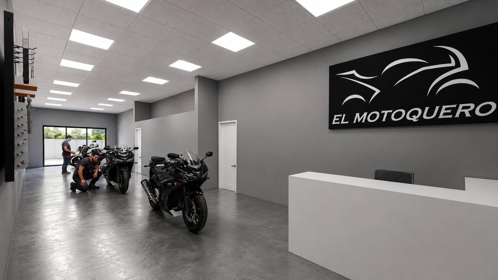 concesionario de motos moderno y minimalista — proyecto El Motoquero, por WILSON ARQUITECTURA, en Pilar
