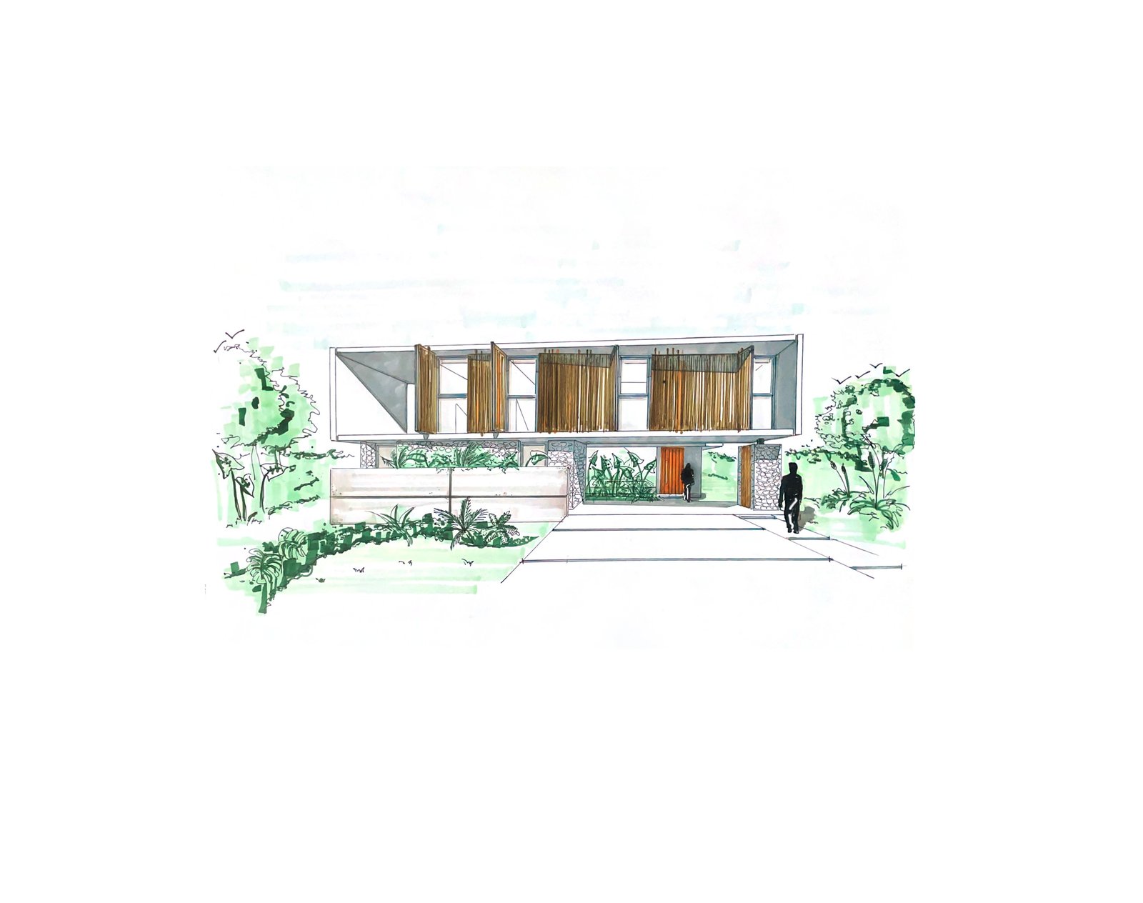 fachada moderna de casa con madera y metal — proyecto Casa DG 1, por MMCZ STUDIO, en Campo Grande