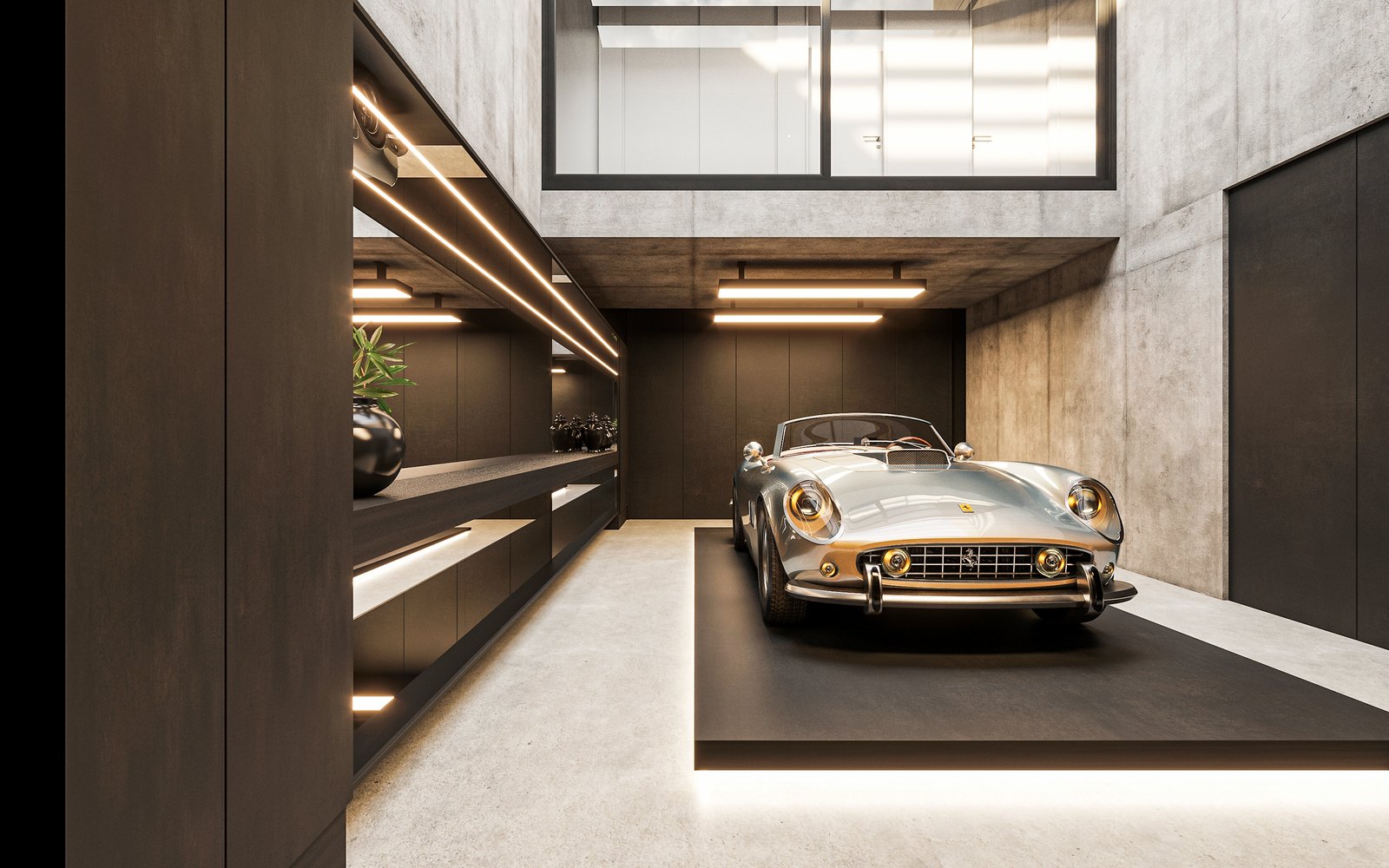 showroom de carros de luxo em estilo industrial moderno — projeto Casa MITO, por Grupo CRBN, em Ituzaingó