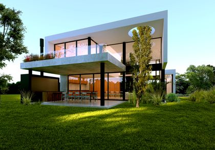 Casa moderna con fachada de concreto y madera — proyecto Casa TLS847, por EZ architects, en Canning