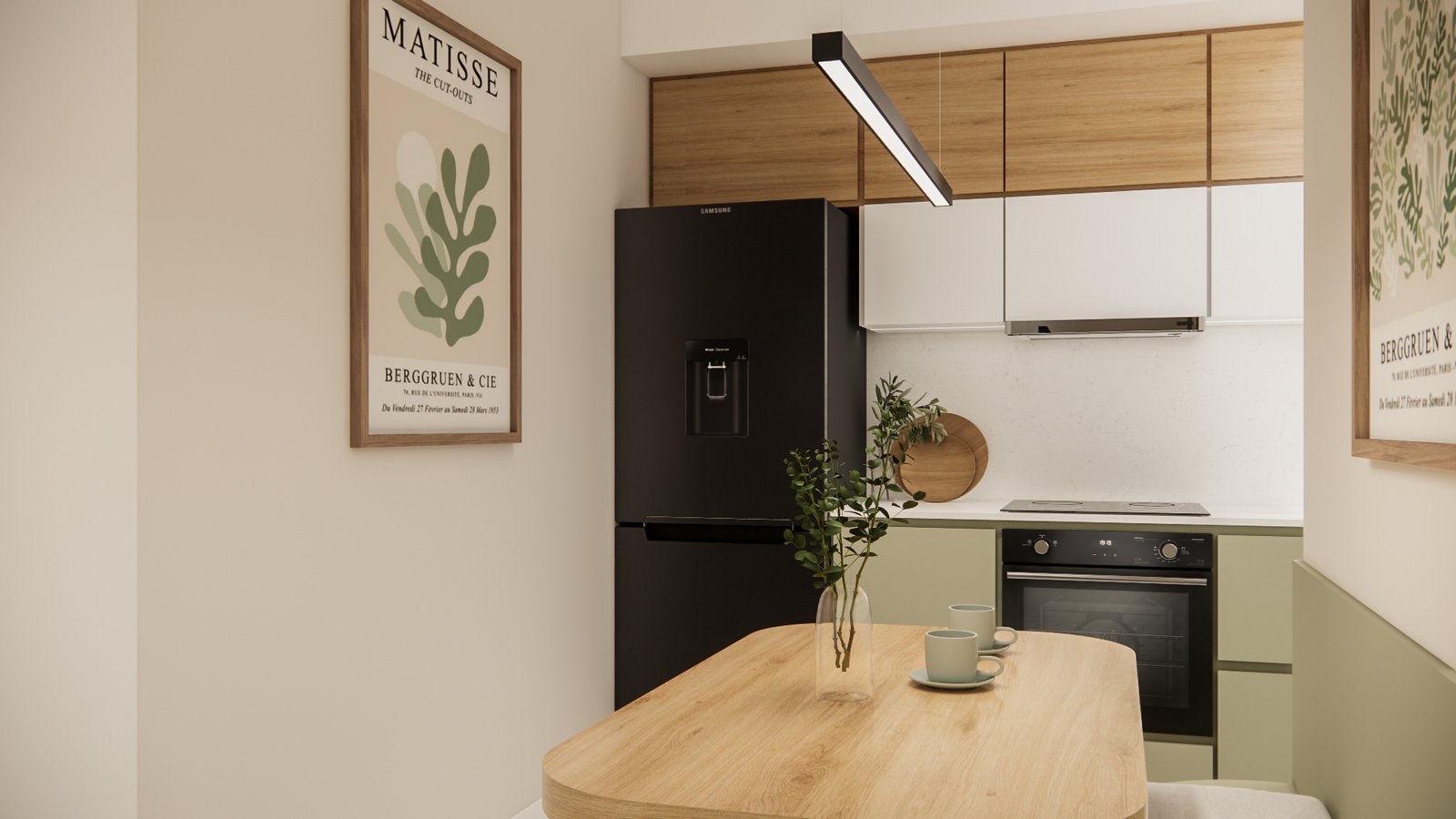 Cocina moderna con comedor integrado, estilo escandinavo — proyecto Diseño de departamento contemporáneo y colorido, por Mela Deco Design, en Buenos Aires