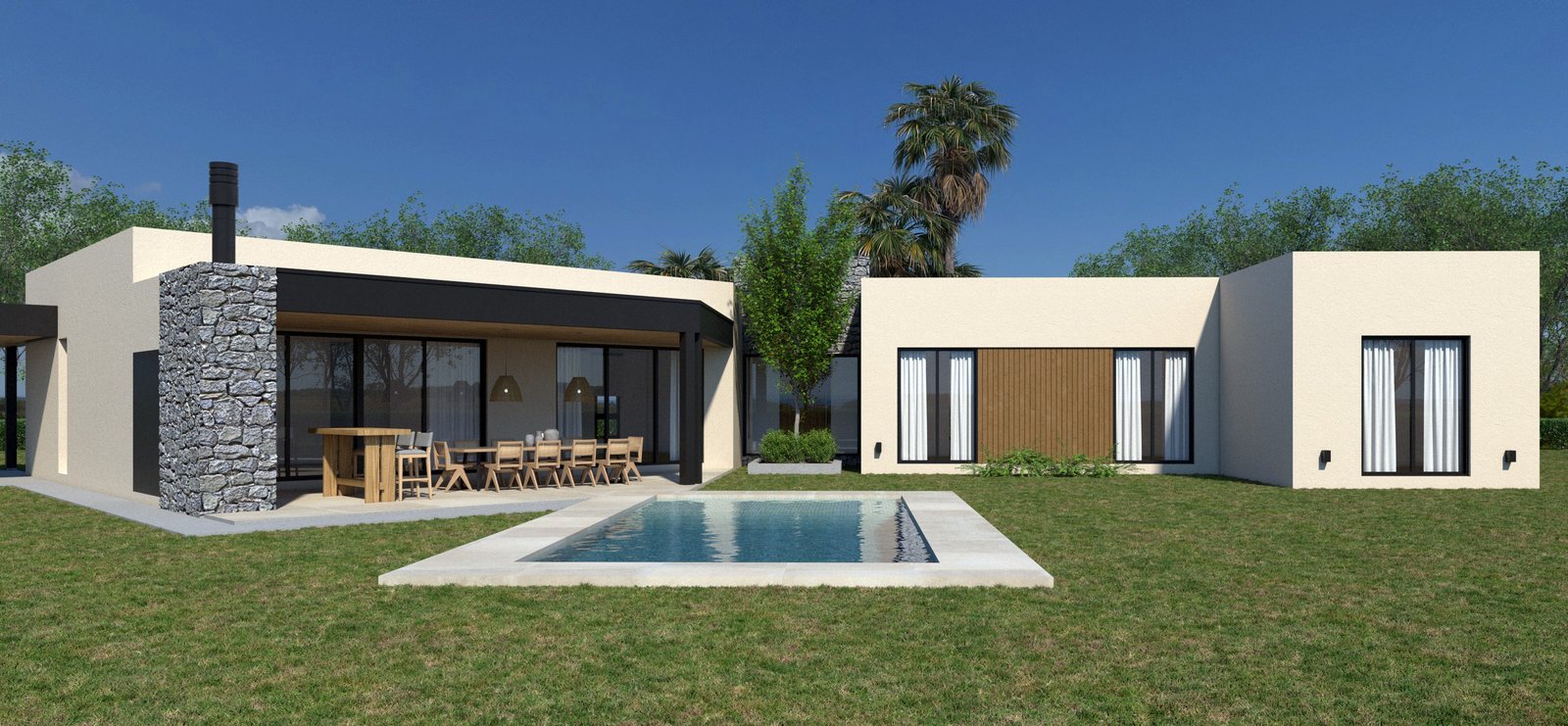 Casa moderna con piscina y patio, estilo minimalista — proyecto casa AM, por GS arquitectura, en H3508 Ciudad de Corrientes