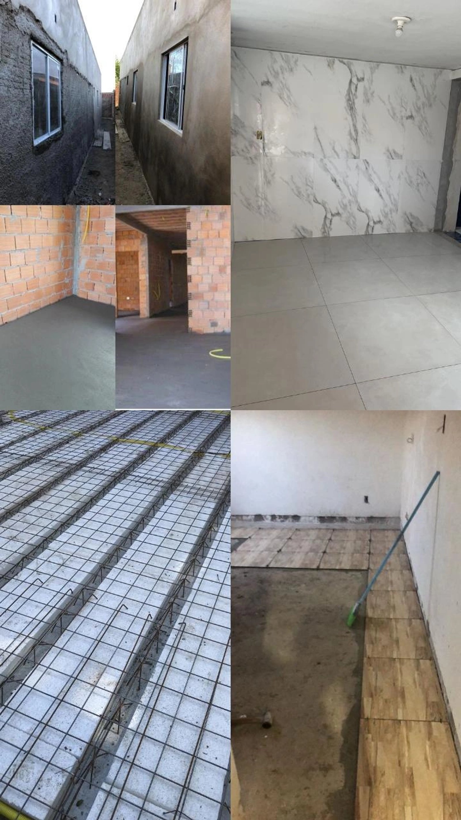 Construcción con pisos de cemento, baldosas y paredes de mármol y ladrillo — proyecto Construimos sin limites , por EC Construcciones , en La Plata
