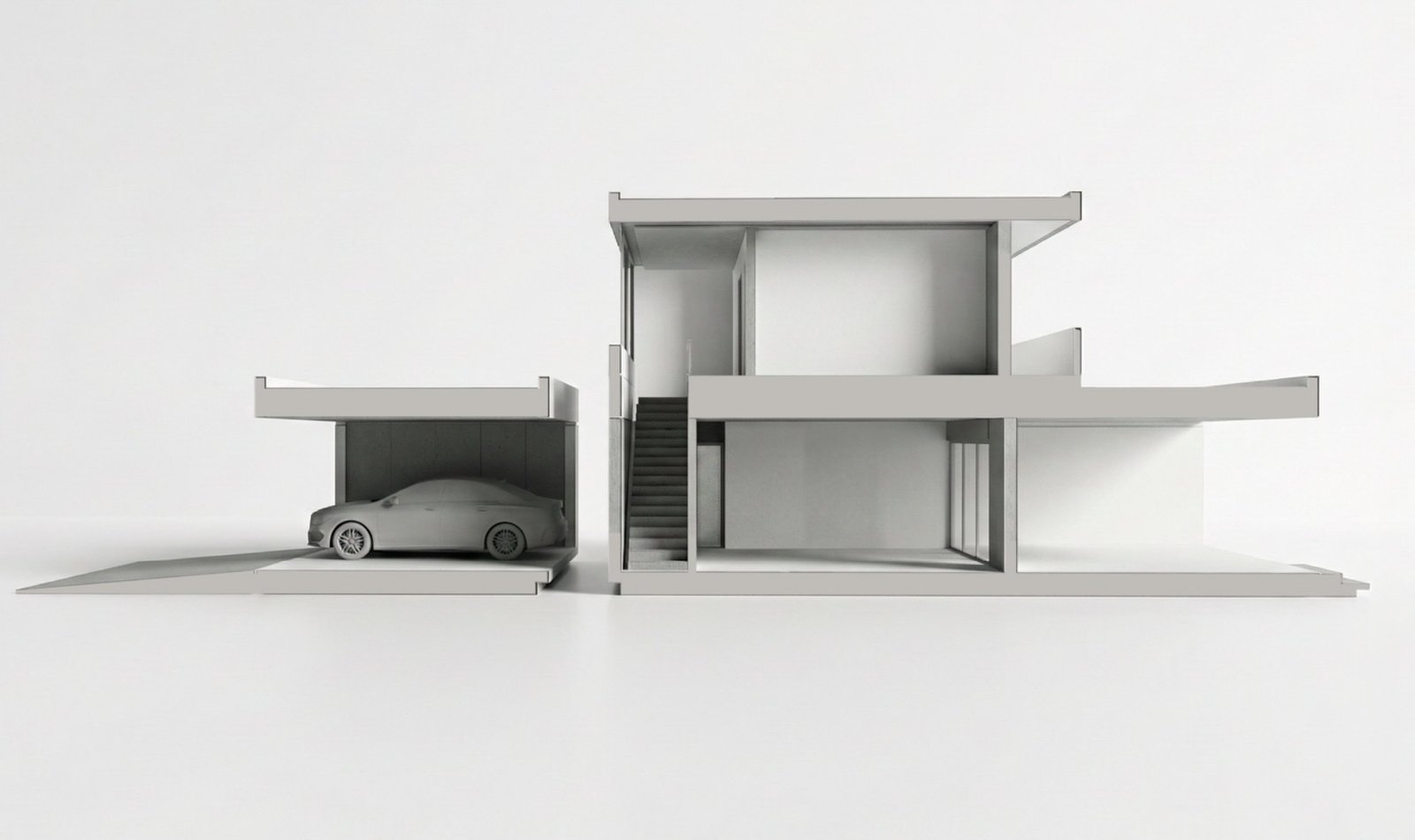 Casa moderna minimalista con fachada de hormigón blanco y amplios ventanales — proyecto Casa SS, por MMCZ STUDIO, en Pilar