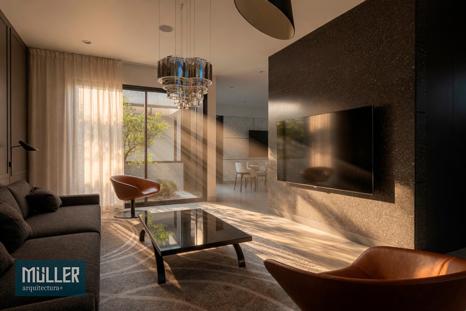 Living moderno con mucha luz natural y muebles minimalistas — proyecto CASA S, por Arquitecto Germán Müller, en Plottier