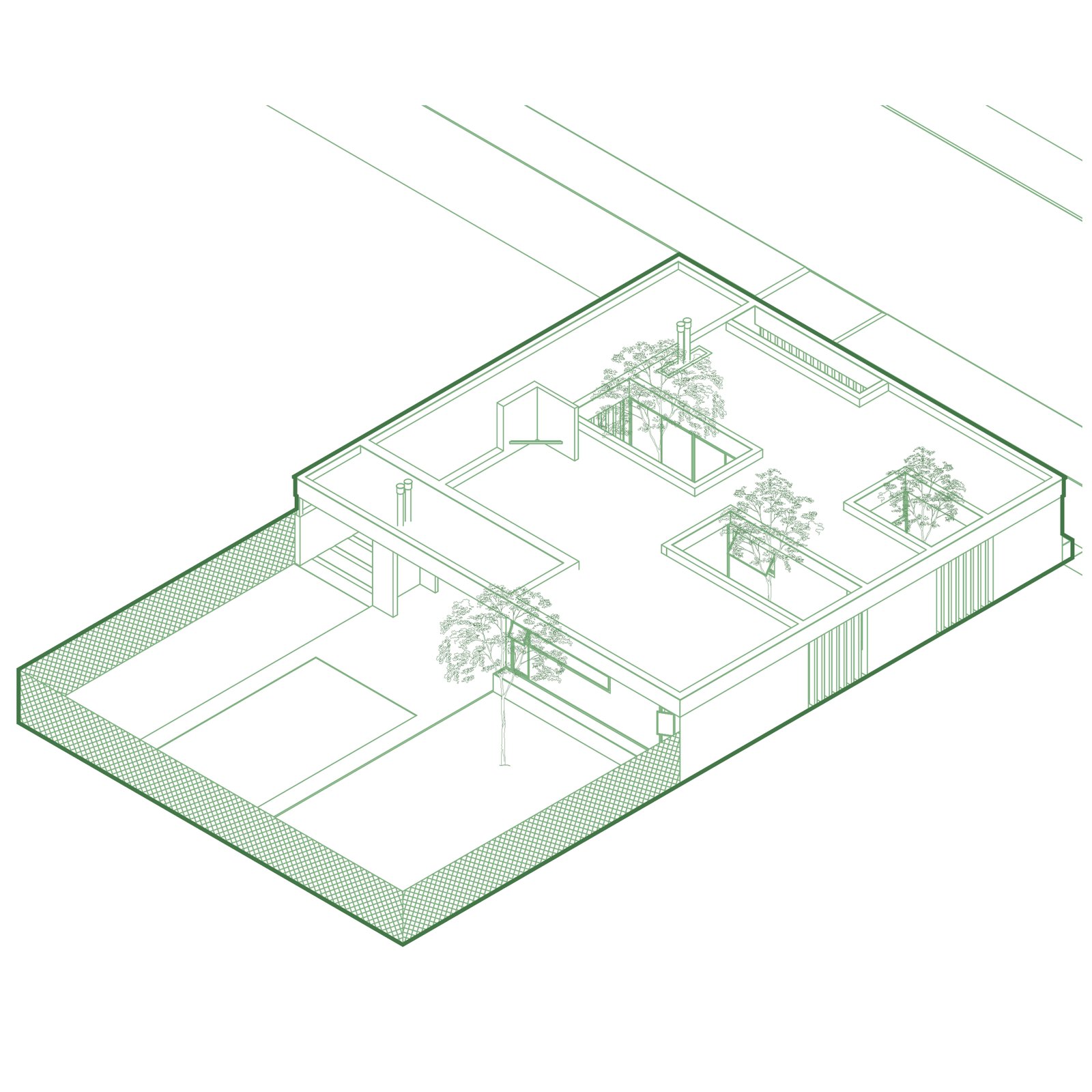 Casa moderna de concreto com pátio e piscina — projeto T17 - CASA PATIOS, por Estudio Llobet, em Pilar