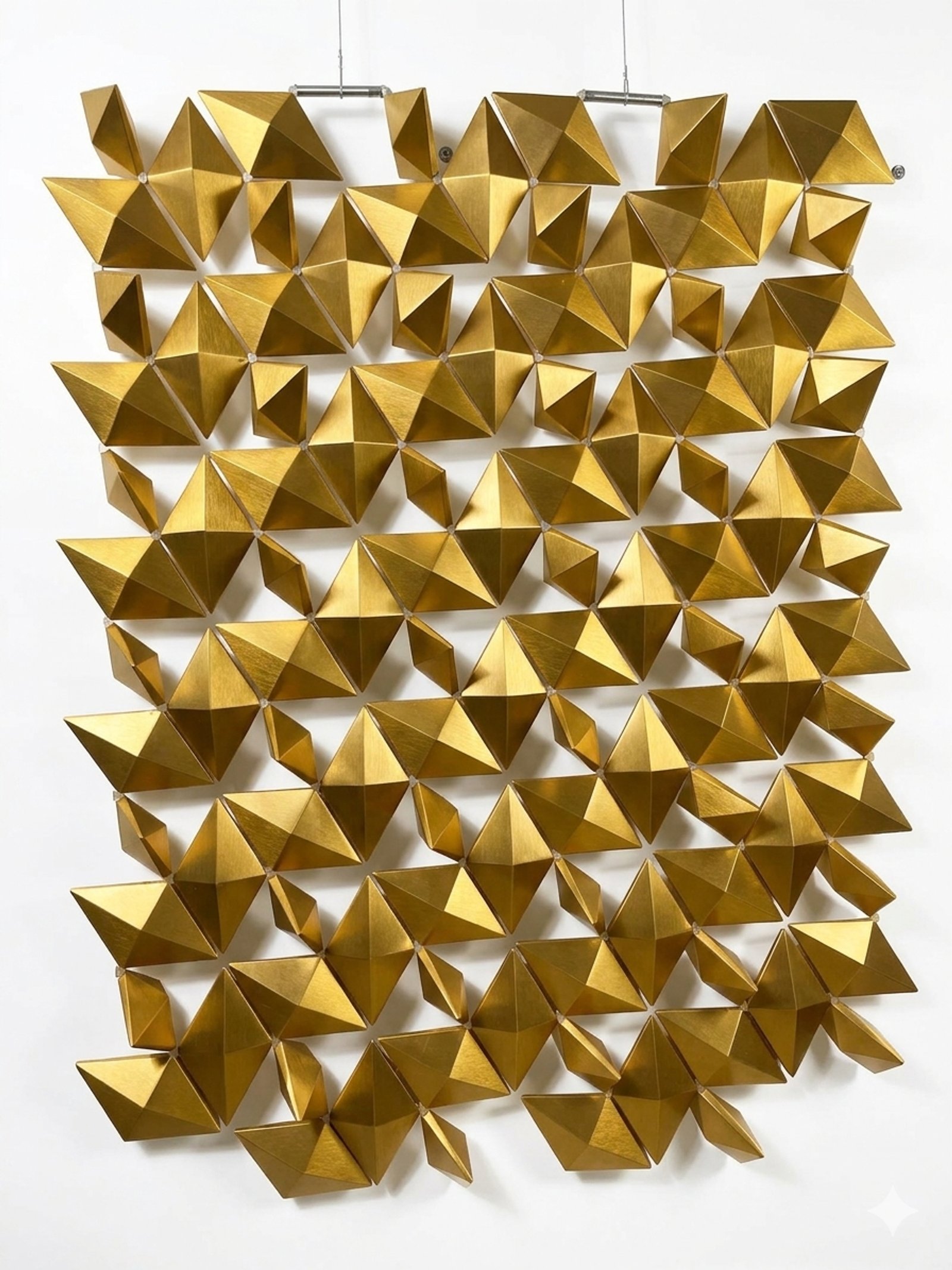 Panel geométrico dorado de formas plegadas — proyecto divisor escritorio, por Fus-a, en B1846 Adrogué