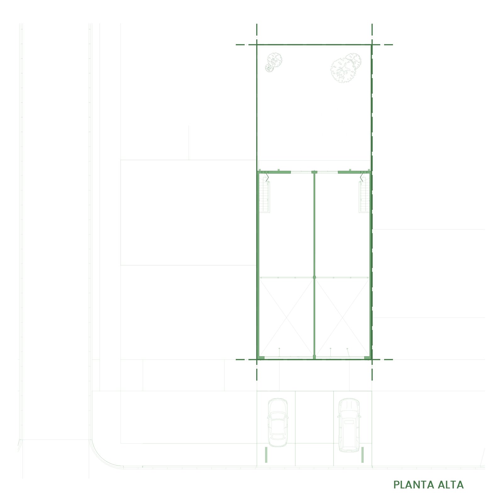 Planta baixa de andar superior com divisões internas — projeto Locales G66, por Estudio Llobet, em Av. 66 2382