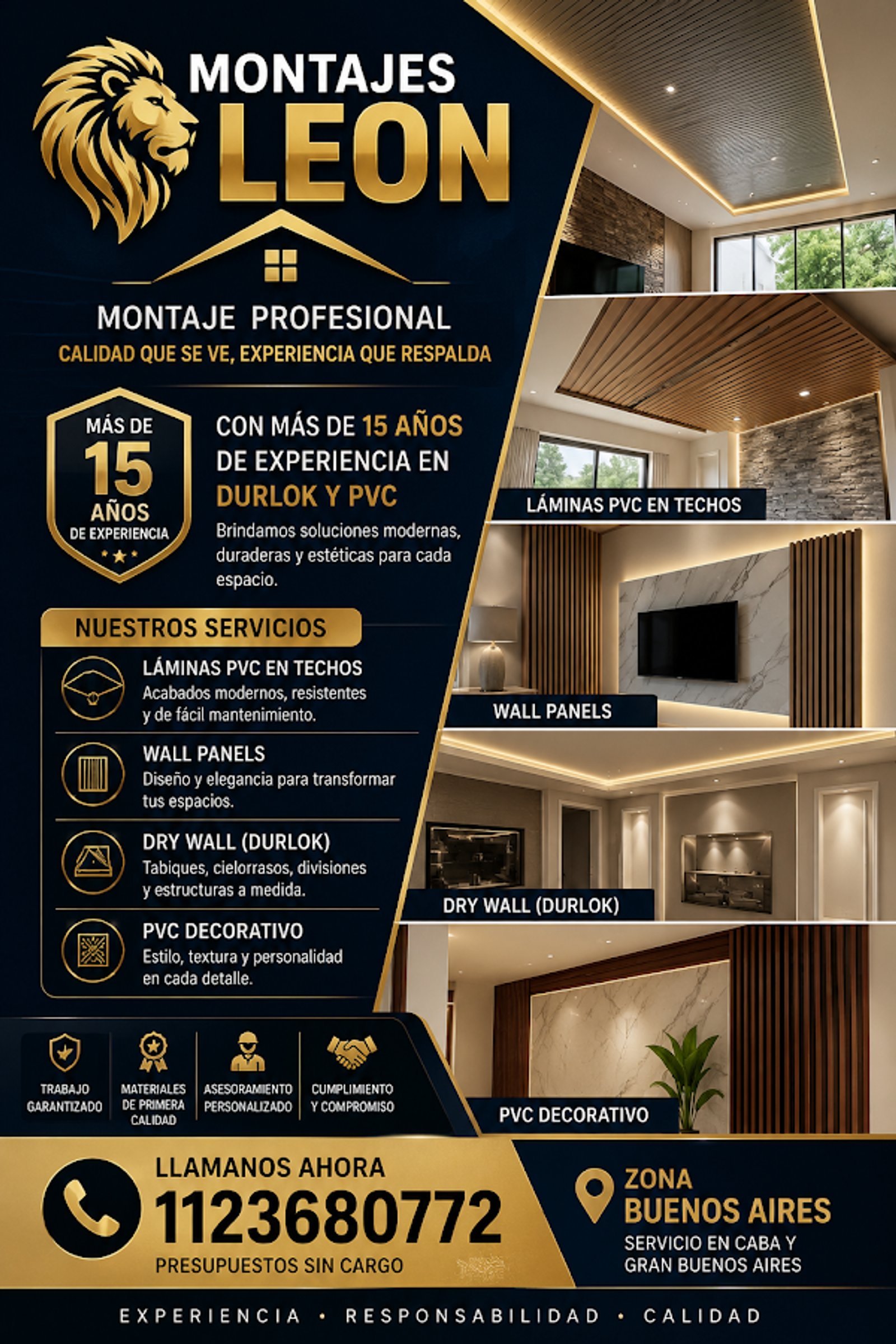 Sala moderna com teto de madeira, parede de mármore e TV integrada — projeto Servicios, por Mantenimientos Comerciales Leon, em Recoleta