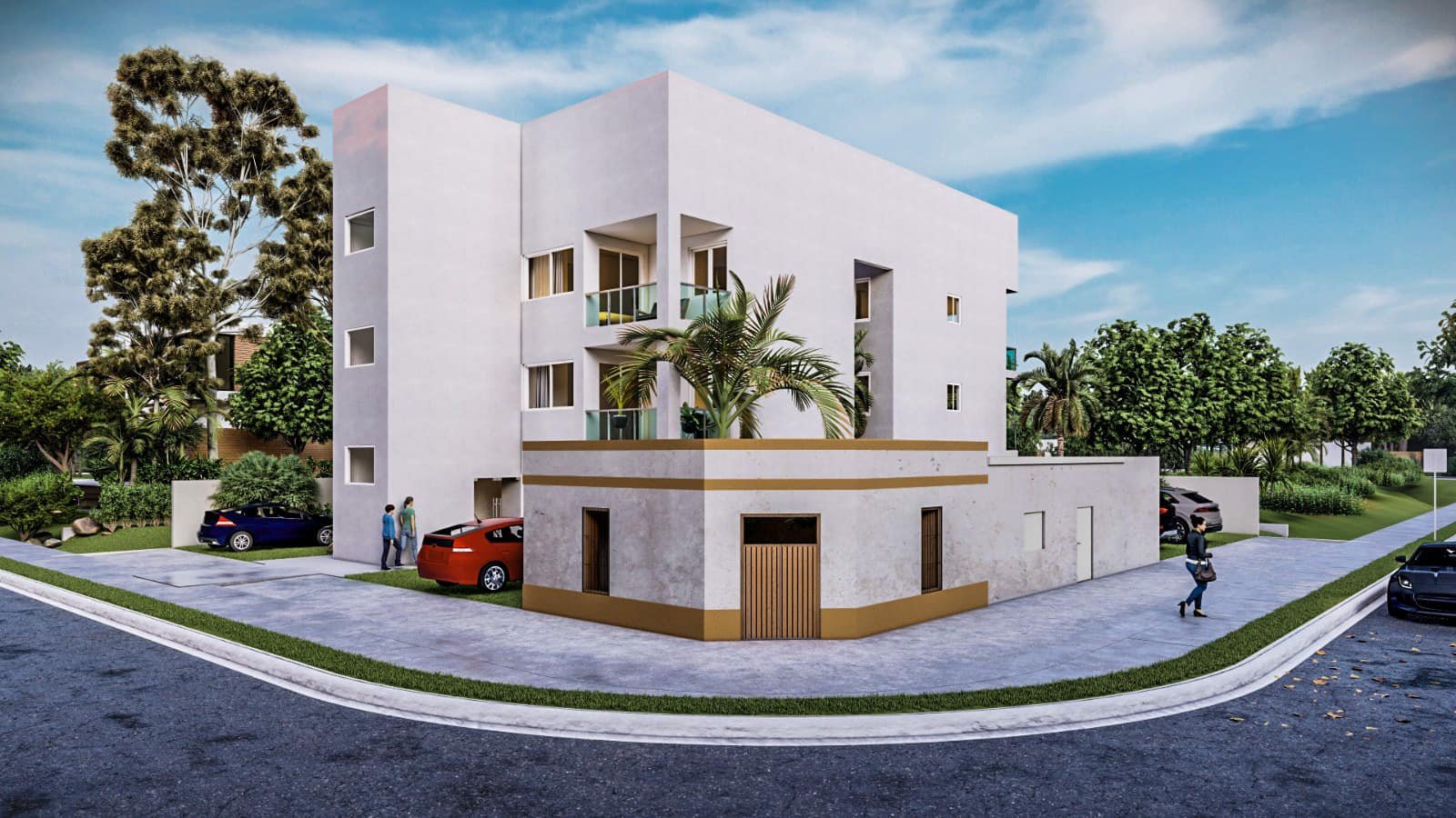 Edificio moderno con balcones geométricos y amplios ventanales — proyecto Edifiicio de Departamentos , por Arquitecto Gustavo Maidana, en Caá Catí