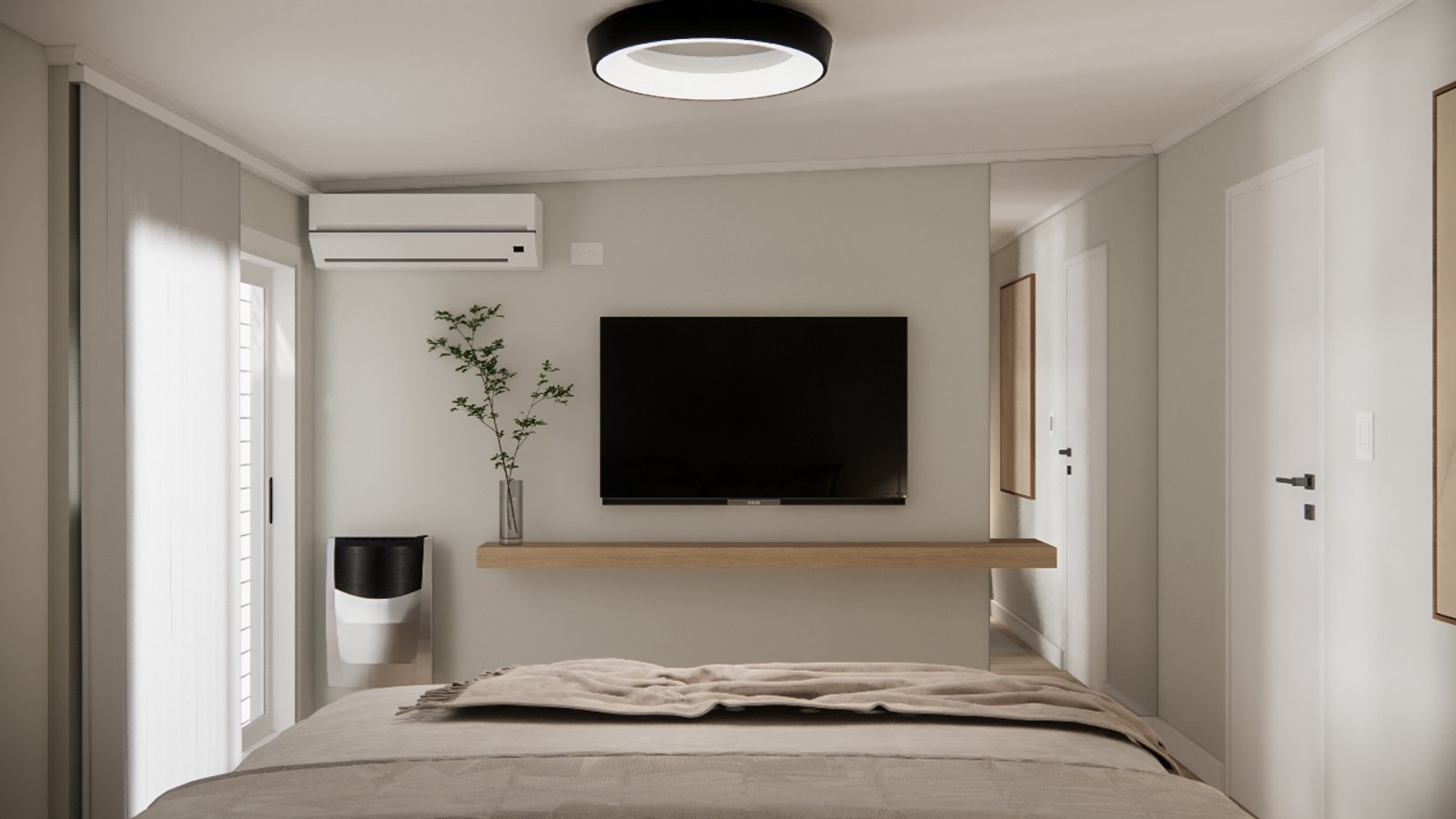 Dormitorio moderno con estilo escandinavo y luz indirecta — proyecto Dormitorio moderno y acogedor, por Mela Deco Design