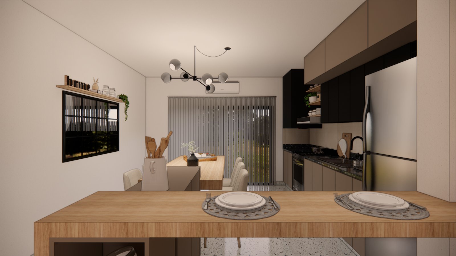 Cocina moderna con isla y comedor integrado — proyecto PROYECTO MJC, por Todo con A, en X5125 Monte Cristo